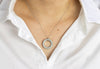 3.40 Carats Total Round Cut Blue Sapphire and Diamond Circle Reversible Pendant Necklace in White Gold