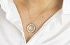 3.40 Carats Total Round Cut Sapphire and Diamond Circle Reversible Pendant Necklace in White Gold