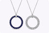 3.40 Carats Total Round Cut Sapphire and Diamond Circle Reversible Pendant Necklace in White Gold