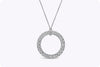 3.40 Carats Total Round Cut Blue Sapphire and Diamond Circle Reversible Pendant Necklace in White Gold