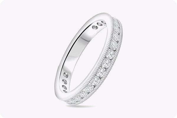 0.81 Carats Total Brilliant Round Cut Diamond Wedding Band in Platinum