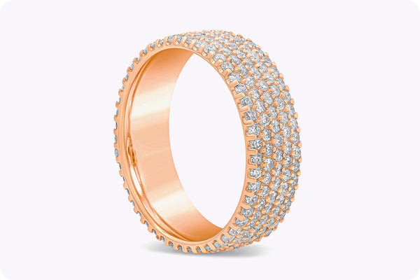 1.75 Carats Total Brilliant Round Diamond Micro-Pave Wedding Band in Rose Gold