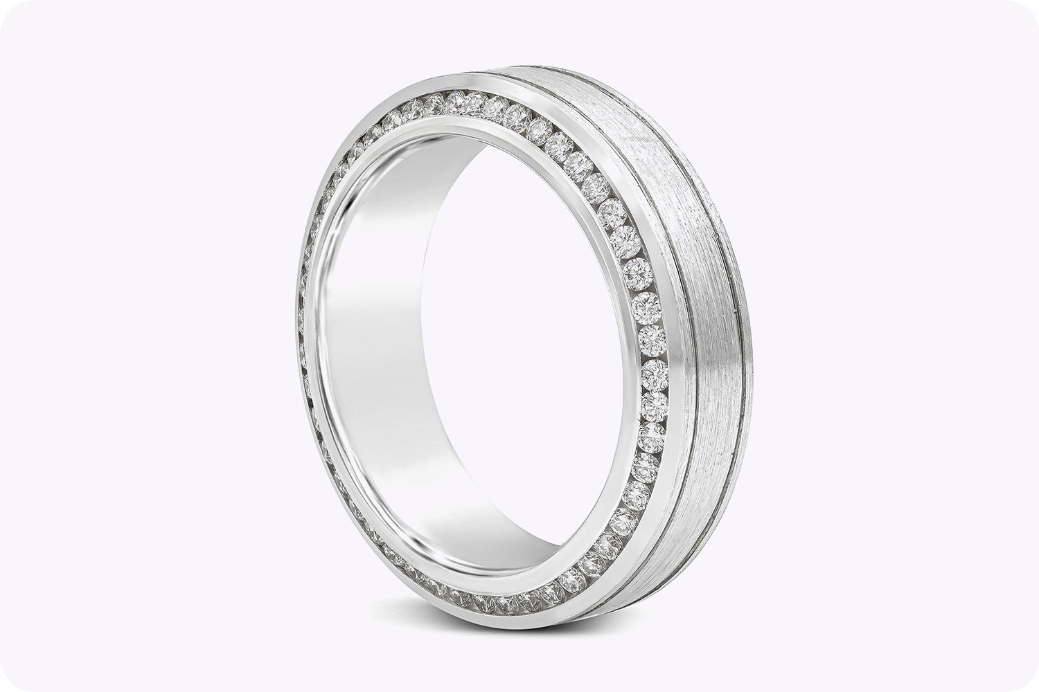 1.19 Carats Total Round Diamond Men's Wedding Band in White Gold