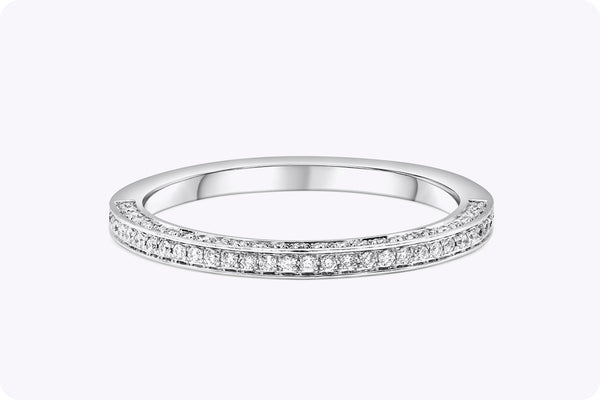 0.24 Carats Total Brilliant Round Cut Diamond Half-Eternity Wedding Band in Platinum