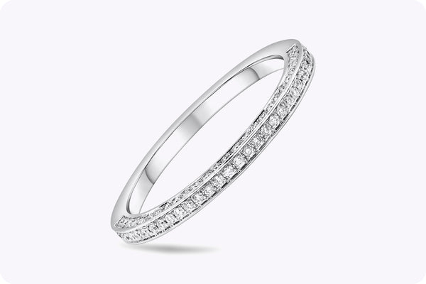 0.24 Carats Total Brilliant Round Cut Diamond Half-Eternity Wedding Band in Platinum