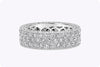 4.03 Carats Total Three Row Round Cut Diamond Wedding Band Ring in White Gold