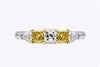 1.24 Carats Total Mixed Cut Yellow & White Diamond Five-Stone Wedding Band Ring in Platinum & Yellow Gold