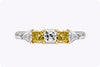 1.24 Carats Total Mixed Cut Yellow and White Diamond Five Stone Wedding Band Ring in Platinum & Yellow Gold