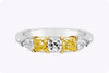 1.24 Carats Total Mixed Cut Yellow and White Diamond Five Stone Wedding Band Ring in Platinum & Yellow Gold