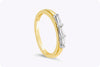 0.25 Carat Total Baguette Diamond Three-Stone Wedding Band Ring in White Gold & Yellow Gold