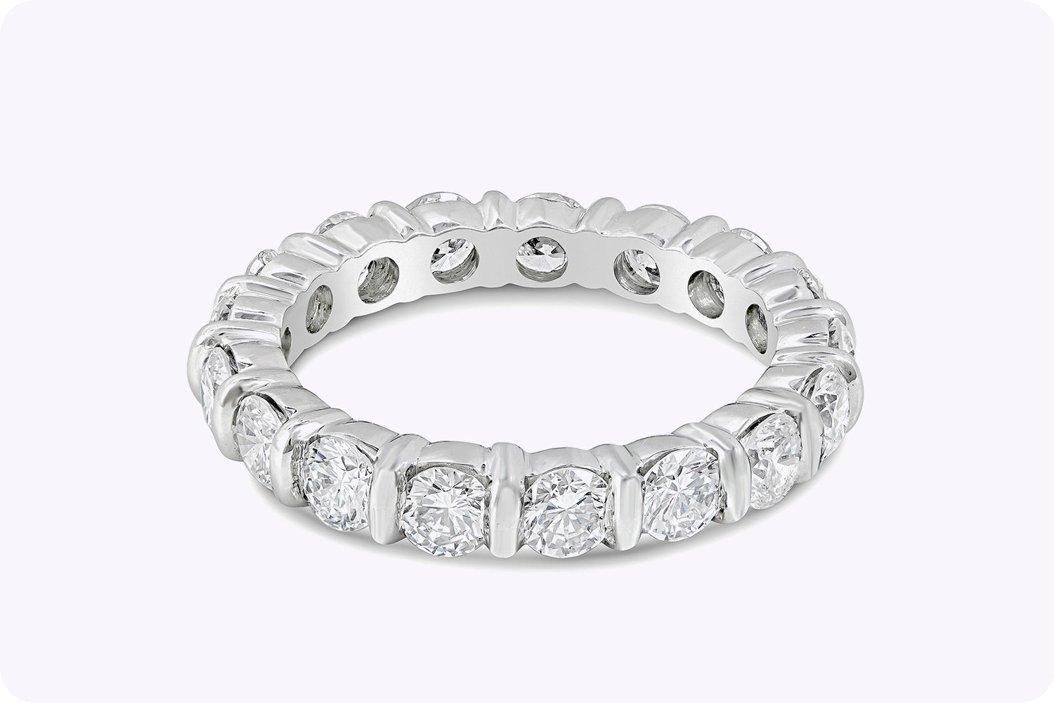 2.35 Carats Total Brilliant Round Diamond Bar Set Eternity Wedding Band in Platinum