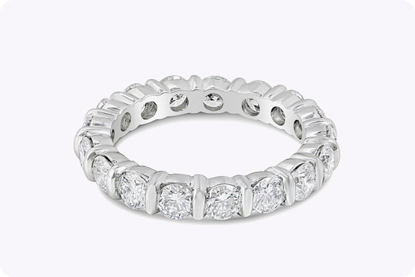 2.35 Carats Total Brilliant Round Diamond Bar Set Eternity Wedding Band in Platinum