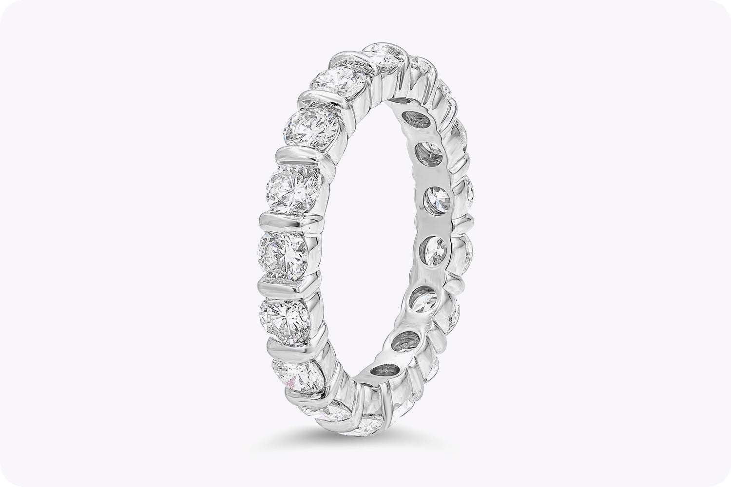 2.35 Carats Total Brilliant Round Diamond Bar Set Eternity Wedding Band in Platinum