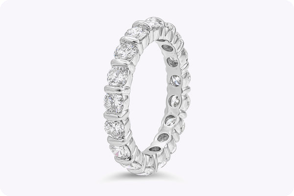 2.35 Carats Total Brilliant Round Diamond Bar Set Eternity Wedding Band in Platinum