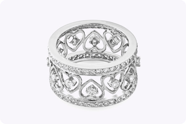 1.61 Carats Total Brilliant Round Diamond Eternity Wedding Band in White Gold