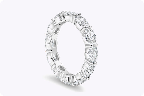 2.82 Carat Total Oval Cut Diamond Eternity Wedding Band Ring in Platinum