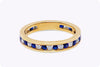 0.94 Carats Total Round Cut Alternating Sapphire and Diamond Eternity Wedding Band in Yellow Gold