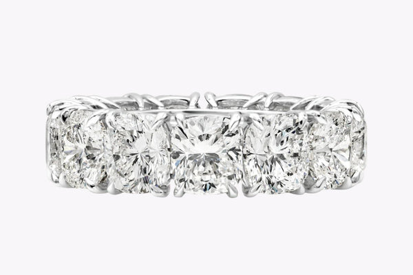 13.47 Carats Total Cushion Cut Diamond Eternity Wedding Band in Platinum