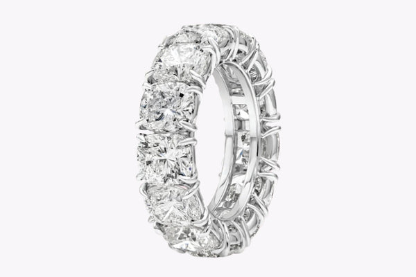 13.47 Carats Total Cushion Cut Diamond Eternity Wedding Band in Platinum