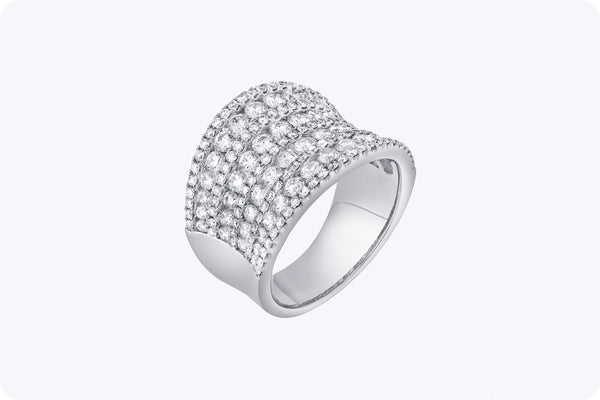 2.67 Carat Round Cut Diamond Concave Band in White Gold