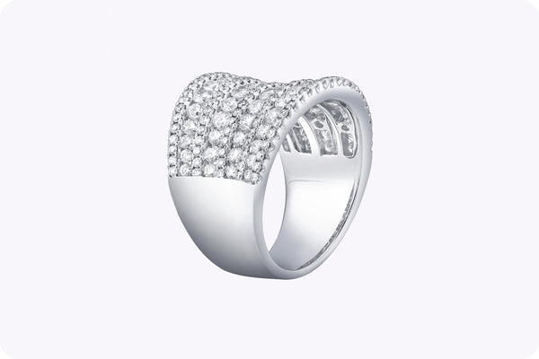2.67 Carat Round Cut Diamond Concave Band in White Gold
