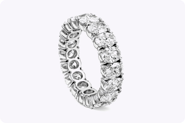 5.52 Carat Total Oval Cut Diamond Eternity Wedding Band Ring in Platinum