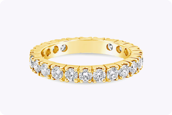 1.37 Carat Total Round Diamond Eternity Wedding Band Ring in Yellow Gold