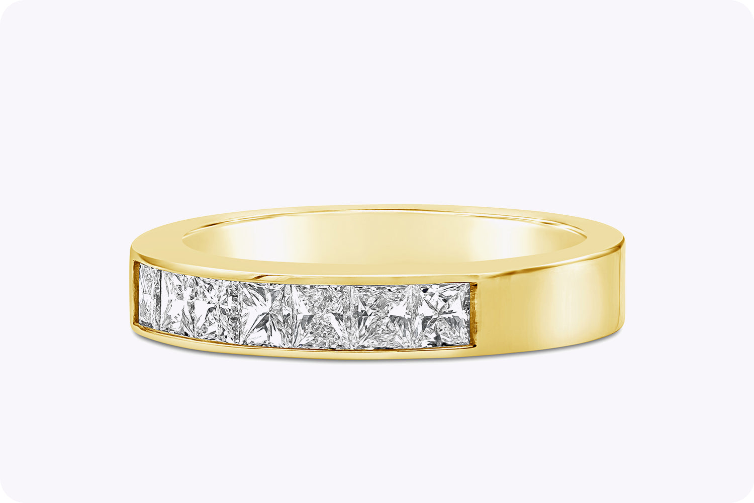 0.83 Carats Princess Cut Seven-Stone Channel Set Wedding Band in Yellow Gold