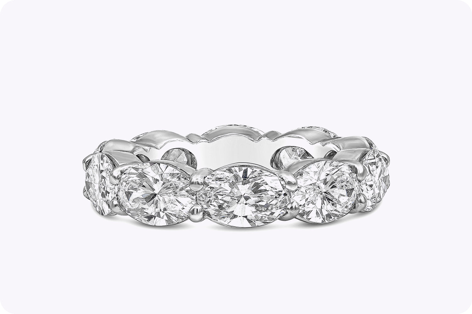 7.40 Carats Total Oval Cut Diamond Horizontal Eternity Wedding Band in Platinum