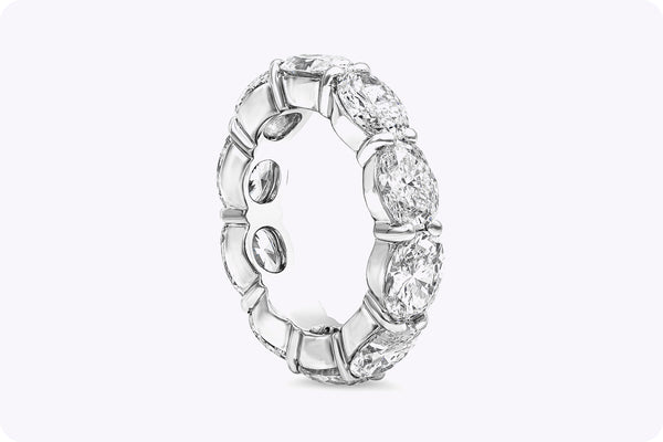 7.40 Carats Total Oval Cut Diamond Horizontal Eternity Wedding Band in Platinum