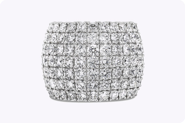 6.73 Carats Total Round Brilliant Cut Diamond Wide Cocktail Ring in White Gold