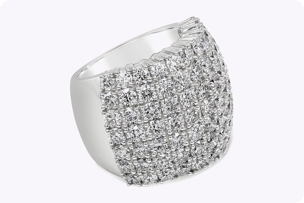 6.73 Carats Total Round Brilliant Cut Diamond Wide Cocktail Ring in White Gold