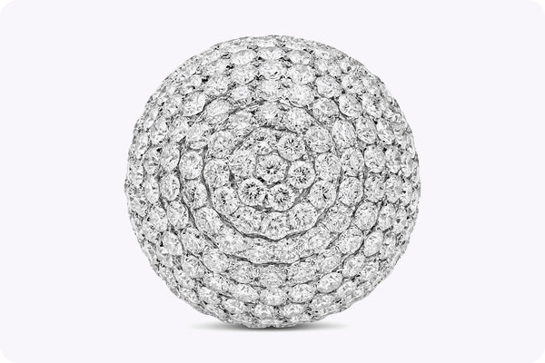 12.06 Carats Total Round Brilliant Cut Diamond Micropavé Dome Cocktail Ring in White Gold