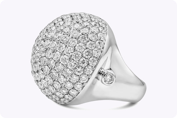 12.06 Carats Total Round Brilliant Cut Diamond Micropavé Dome Cocktail Ring in White Gold