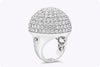12.06 Carats Total Brilliant Round Micro Pave Set Diamond Dome Cocktail Ring in White Gold