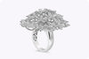 3.06 Carats Total Round Cut Diamond Open-Work Floral Motif Fashion Ring in White Gold