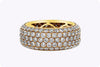 4.00 Carat Round Diamond Five Row Micro-Pave Eternity Wedding Band Ring in Yellow Gold
