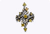 2.33 Carats Total Mixed Cut Fancy Yellow and White Diamond Fashion Ring in Black Rhodium