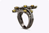 2.33 Carats Total Mixed Cut Fancy Yellow and White Diamond Fashion Ring in Black Rhodium