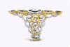 2.25 Carats Total Rose and Round Cut Diamond Filigree Fashion Ring in White Gold and Yellow Gold
