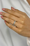 0.52 Carats Total Alternating Baguette and Round Diamond Five-Stone Wedding Band in White Gold