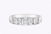 0.52 Carats Total Alternating Baguette and Round Diamond Five-Stone Wedding Band in White Gold
