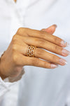 1.69 Carats Total Brilliant Round Cut Diamond Four Row Fashion Ring in Rose Gold