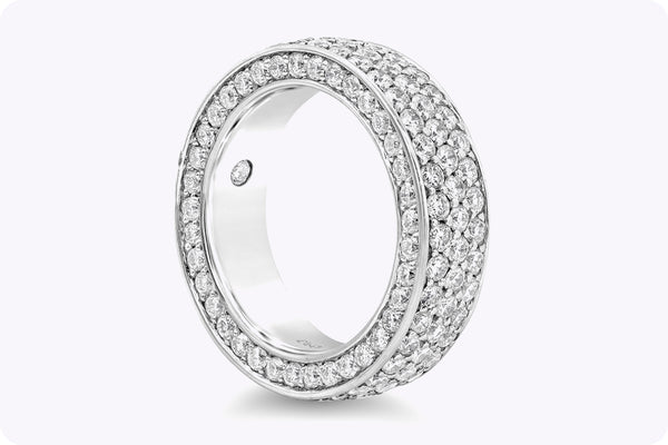 3.67 Carat Total Round Diamond Cigar Wedding Band Ring in White Gold