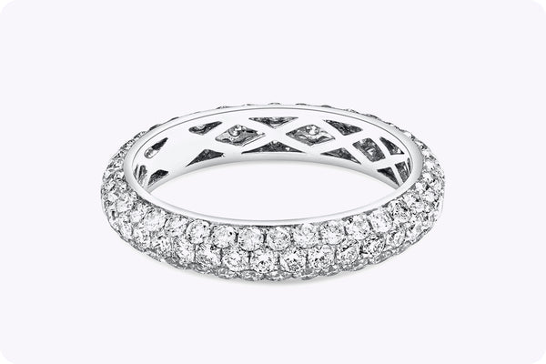 1.78 Carats Round Cut Diamond Eternity Wedding Band Ring in White Gold