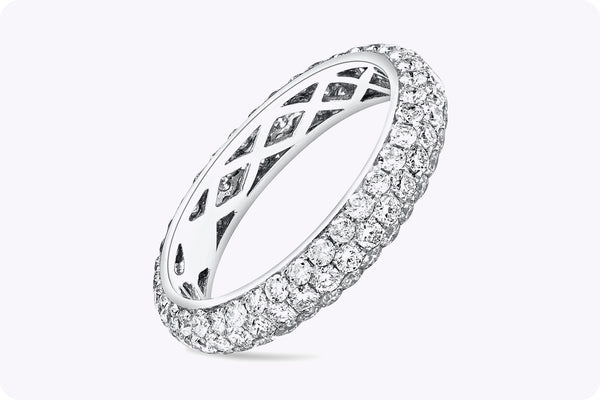 1.78 Carats Round Cut Diamond Eternity Wedding Band Ring in White Gold