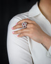 6.43 Carats Total Mixed Cut Ruby & Diamond Dome Ring in Two-Tone