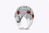 6.43 Carats Total Pear Shape Ruby and Round Diamond Dome Fashion Ring in White Gold and Yellow Gold