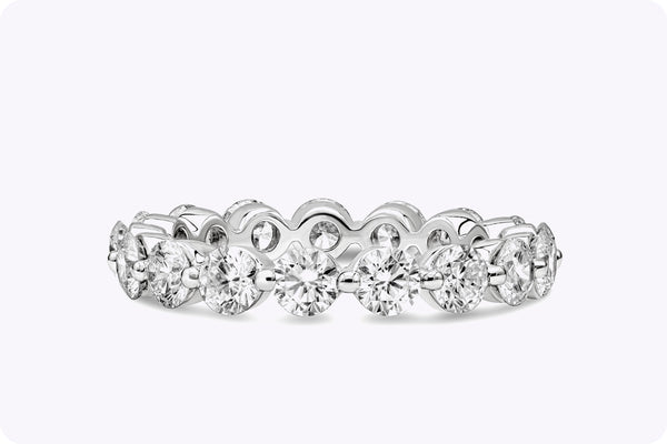 2.69 Carat Total Diamond Single-Prong Eternity Wedding Band Ring in White Gold