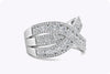 2.42 Carat Total Round Brilliant Cut Diamond Wide Cross Fashion Ring in White Gold